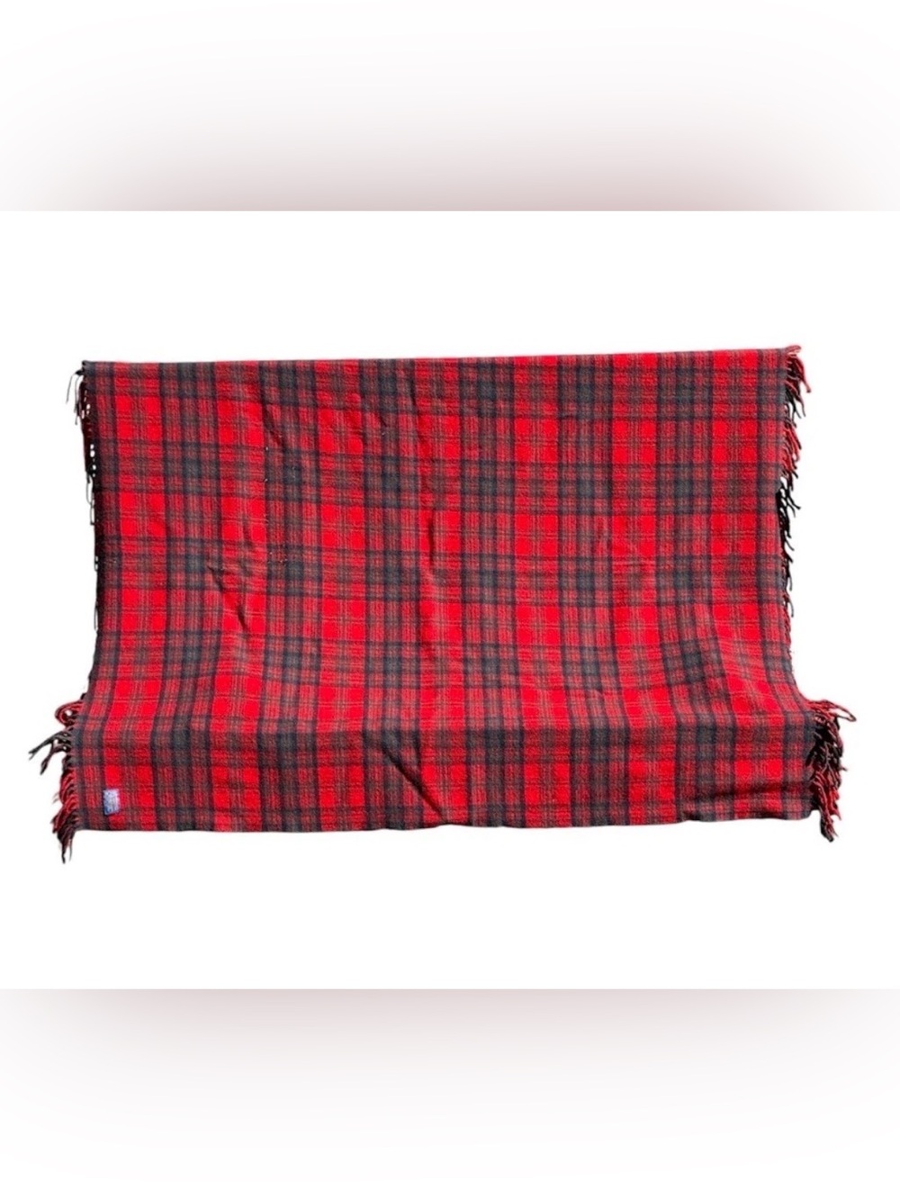 Vintage Pendleton Blanket Throw Red Navy Teal Grey Tartan plaid Virgin Wool READ - Picture 3 of 15